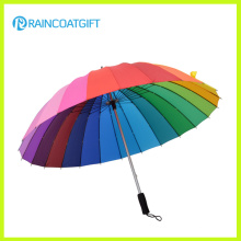 Cor arco-íris personalizado impresso poliéster golfe guarda-chuva reta umbrella